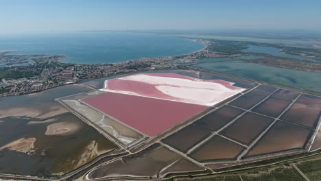 Mediterranean-sea-coast-drone-view-salt-marches-with-pink-water.